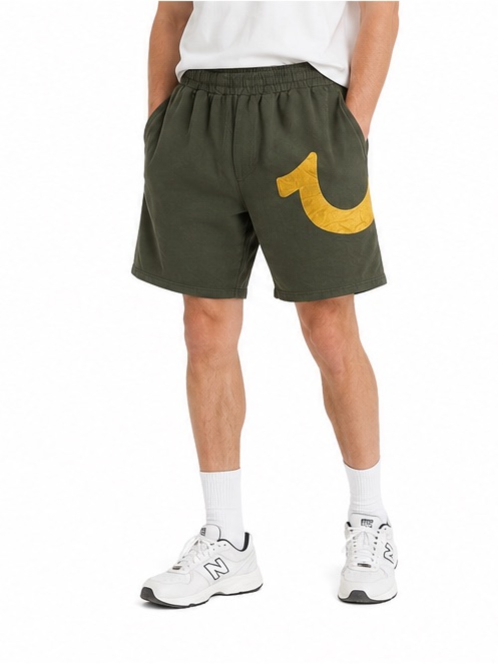 True Religion Logo Lounge Sweat Shorts Olive Green Men’s Large